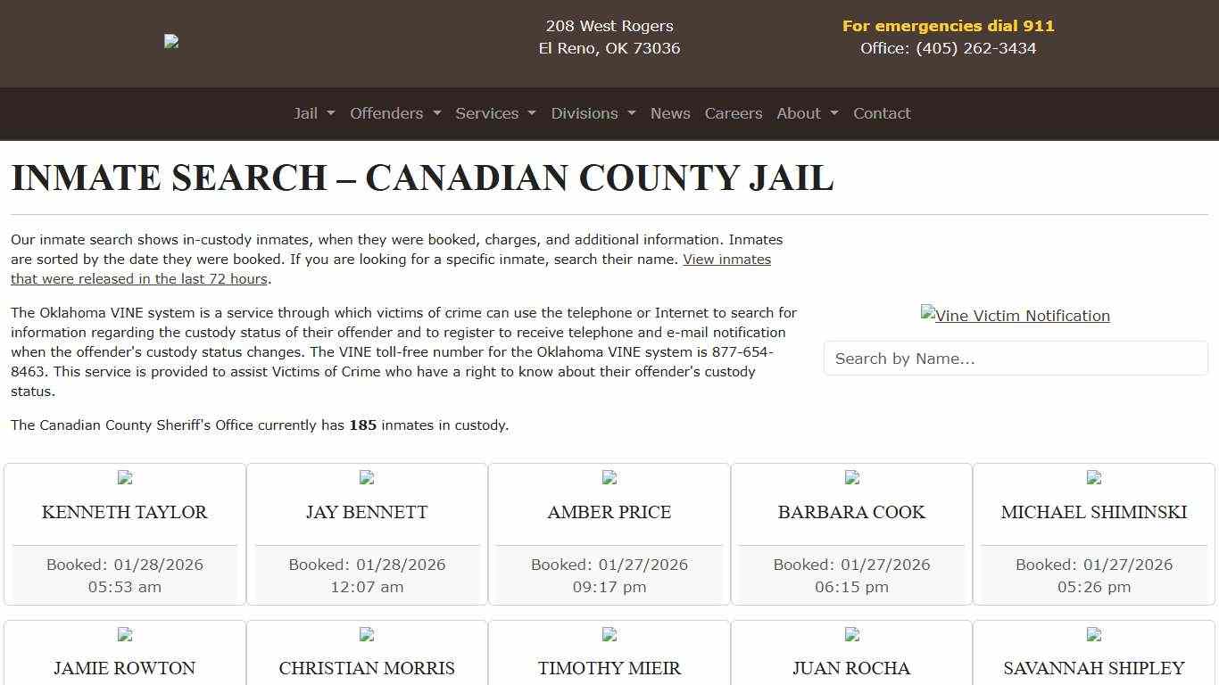 Inmate Search Canadian County Sheriff's Office